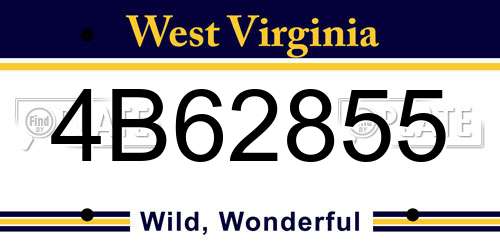 4B62855 West Virginia License Plate