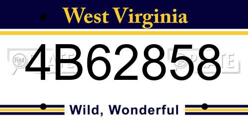 4B62858 West Virginia License Plate