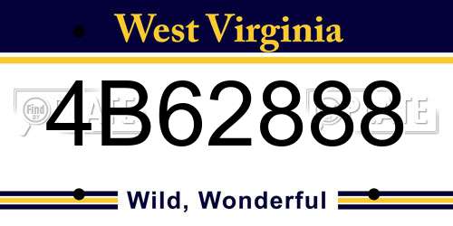 4B62888 West Virginia License Plate
