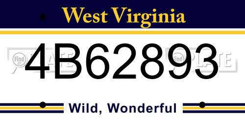 4B62893 West Virginia License Plate