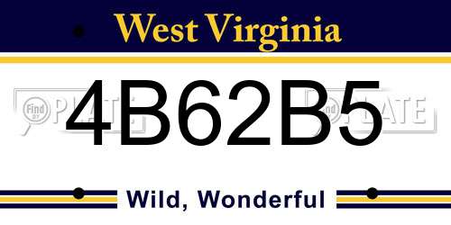 4B62B5 West Virginia License Plate