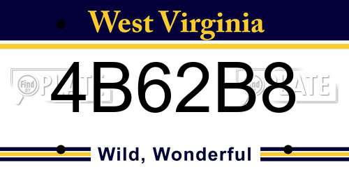 4B62B8 West Virginia License Plate