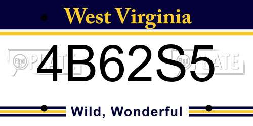 4B62S5 West Virginia License Plate