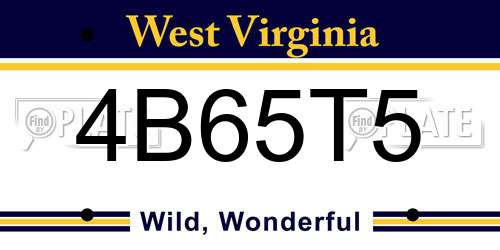 4B65T5 West Virginia License Plate