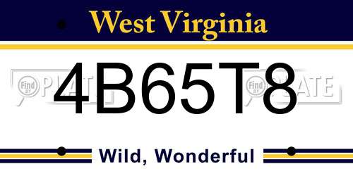 4B65T8 West Virginia License Plate