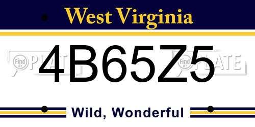 4B65Z5 West Virginia License Plate