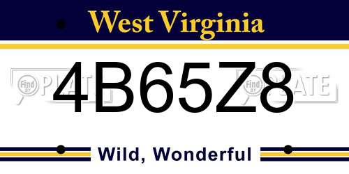 4B65Z8 West Virginia License Plate