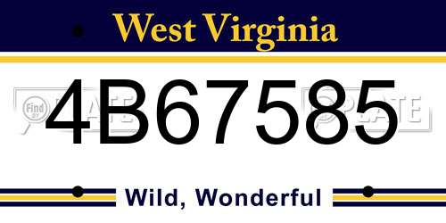 4B67585 West Virginia License Plate