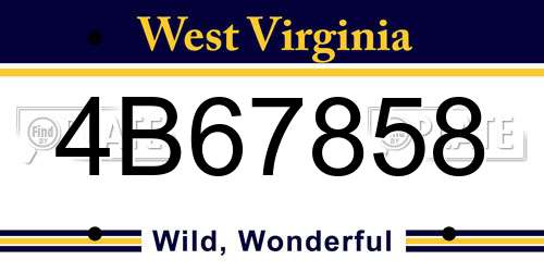 4B67858 West Virginia License Plate