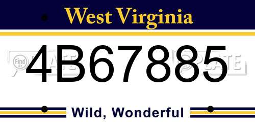 4B67885 West Virginia License Plate