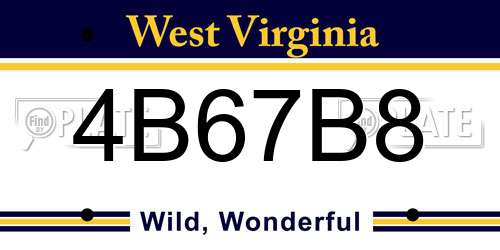 4B67B8 West Virginia License Plate