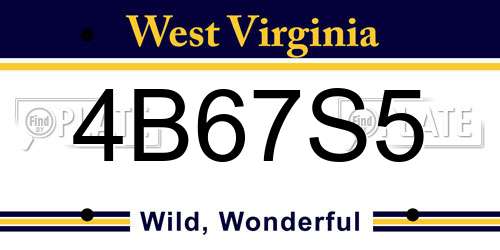 4B67S5 West Virginia License Plate