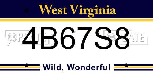 4B67S8 West Virginia License Plate