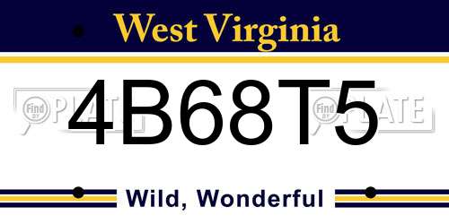 4B68T5 West Virginia License Plate