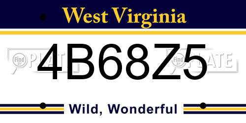 4B68Z5 West Virginia License Plate