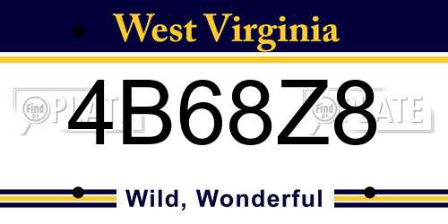 4B68Z8 West Virginia License Plate
