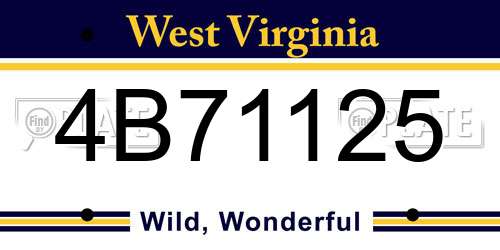 4B71125 West Virginia License Plate
