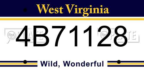 4B71128 West Virginia License Plate