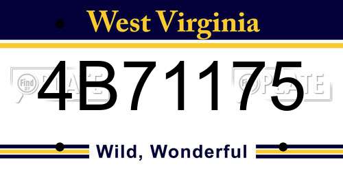 4B71175 West Virginia License Plate