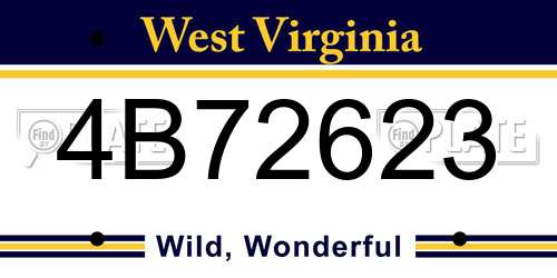 4B72623 West Virginia License Plate