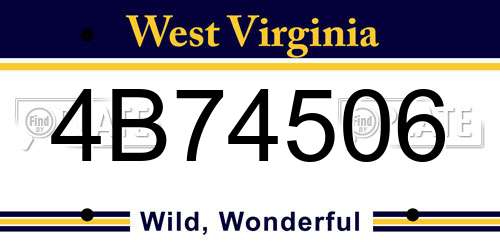 4B74506 West Virginia License Plate
