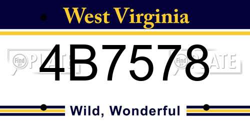 4B7578 West Virginia License Plate