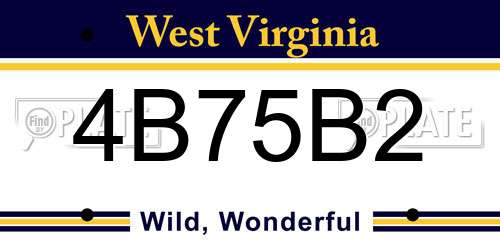 4B75B2 West Virginia License Plate