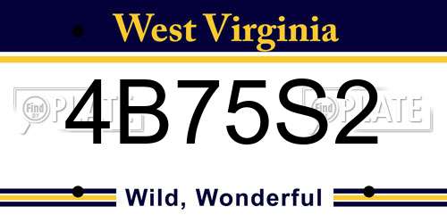 4B75S2 West Virginia License Plate