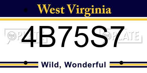 4B75S7 West Virginia License Plate