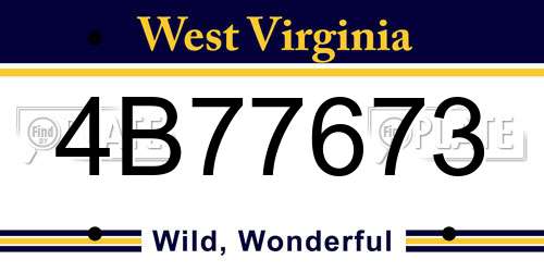 4B77673 West Virginia License Plate