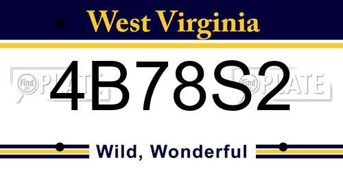 4B78S2 West Virginia License Plate