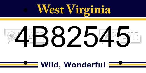 4B82545 West Virginia License Plate