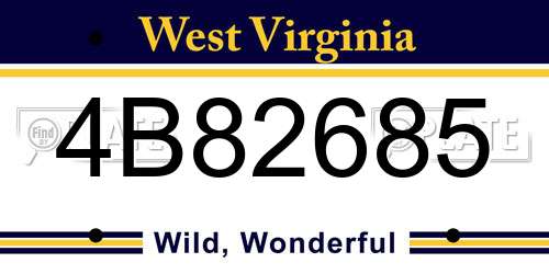 4B82685 West Virginia License Plate