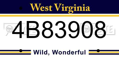 4B83908 West Virginia License Plate