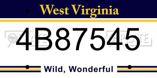 4B87545 West Virginia License Plate