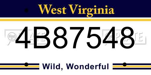 4B87548 West Virginia License Plate
