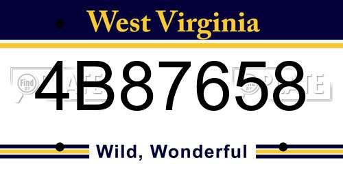 4B87658 West Virginia License Plate