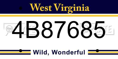 4B87685 West Virginia License Plate