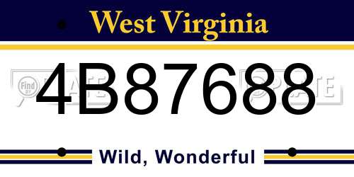 4B87688 West Virginia License Plate