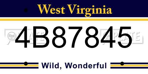 4B87845 West Virginia License Plate