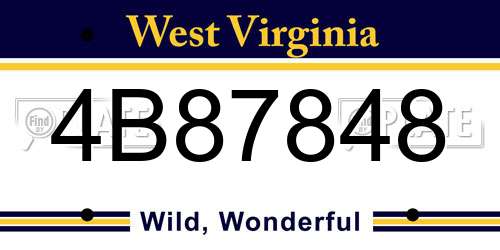 4B87848 West Virginia License Plate