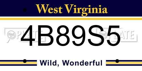4B89S5 West Virginia License Plate
