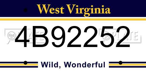 4B92252 West Virginia License Plate