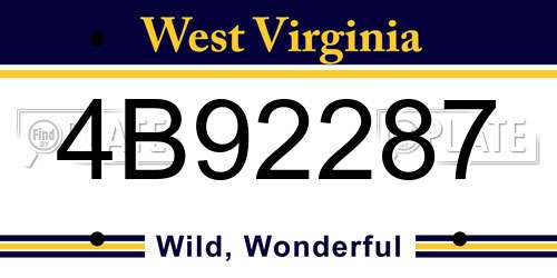 4B92287 West Virginia License Plate