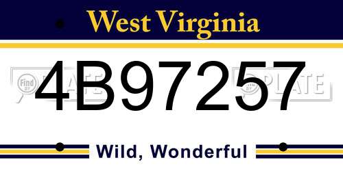 4B97257 West Virginia License Plate