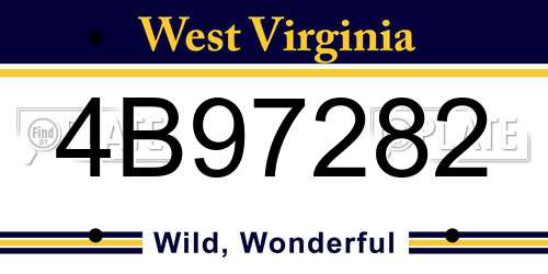 4B97282 West Virginia License Plate