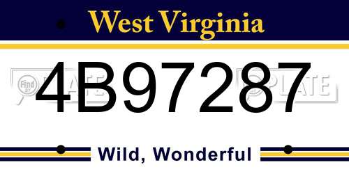 4B97287 West Virginia License Plate