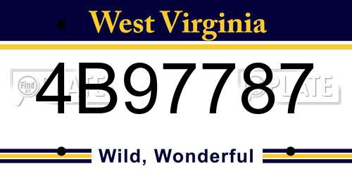 4B97787 West Virginia License Plate