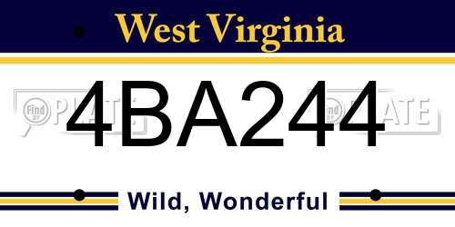 4BA244 West Virginia License Plate