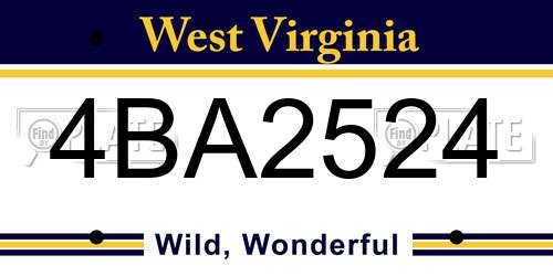 4BA2524 West Virginia License Plate